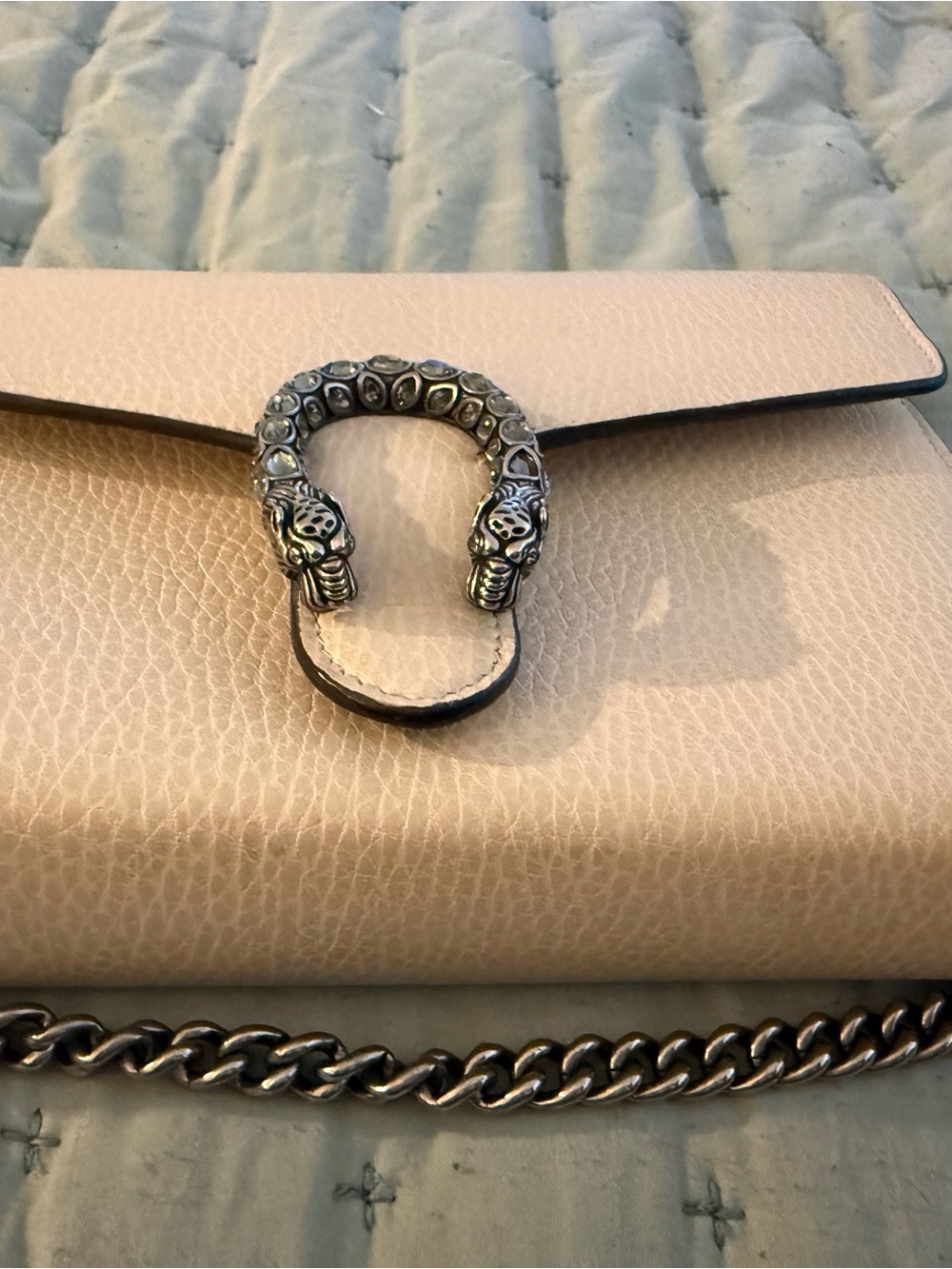 Gucci Dionysus Women's Cream white Leather wallet Shoulder bag with Silver Chain - Picture 5 of 16
